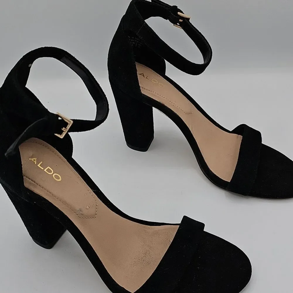 ALDO Women 6 Lussa High heel sandal In Black Faux Suede